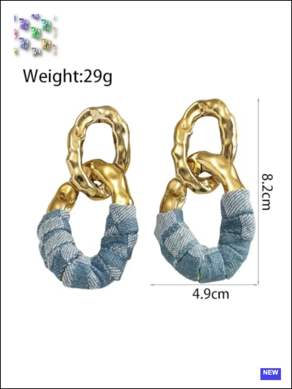 Chunky Gold Acrylic Chain Statement Earrings Dangle Drop Wrap Leather